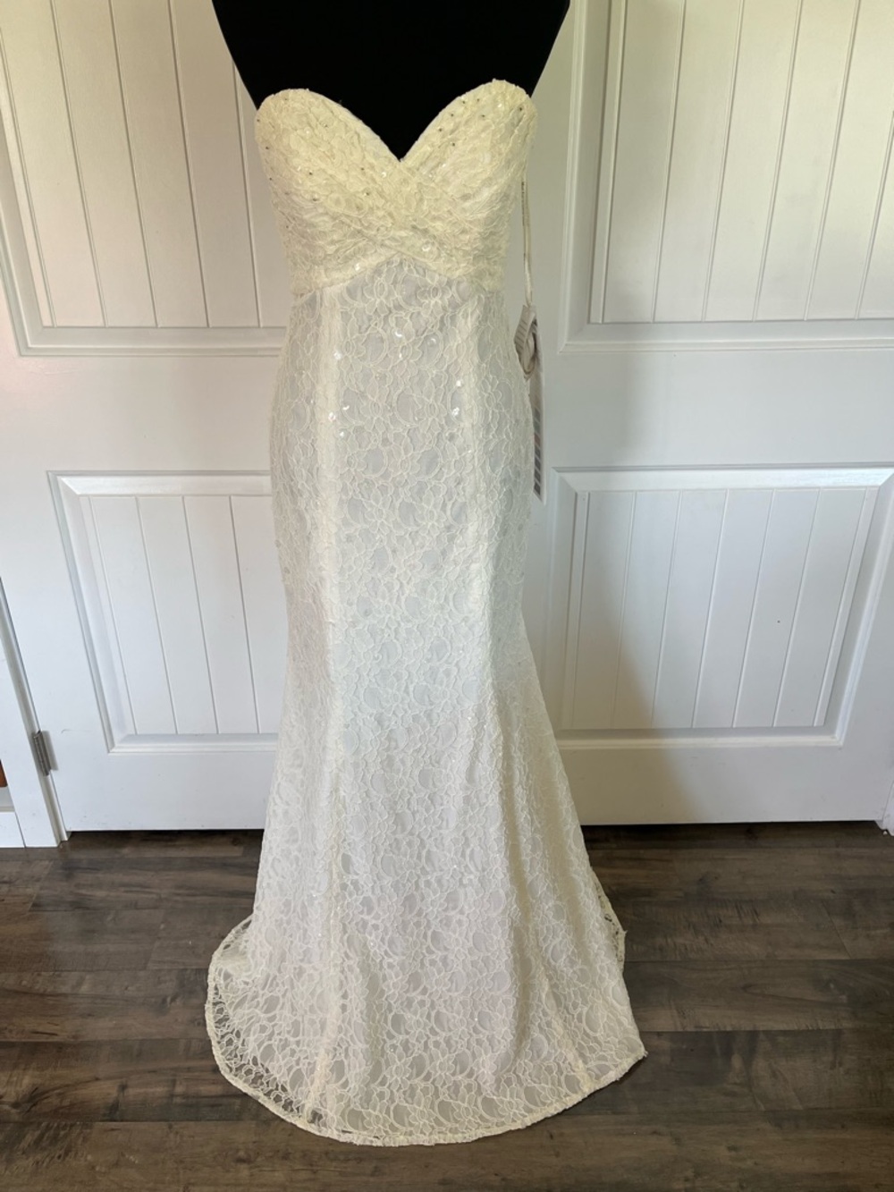 Mori Lee by Madeline Gardner Ivory Lace Strapless Wedding Dress Size 10 NWT